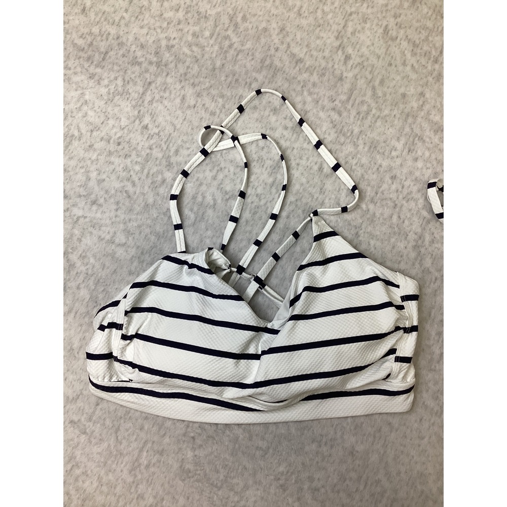 CALIA by Carrie Underwood Women XXL Striped Pique Bikini Top White Blue NWOT